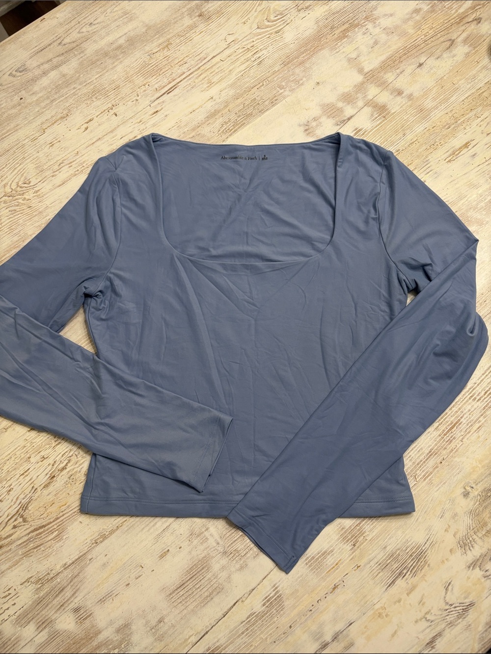 Abercrombie & Fitch Scoop Neck Long Sleeve Top in Slate Blue